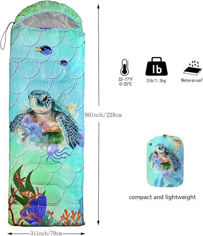Kids Sleeping Bag for Boys GirlsCheckerboard Cat Print-Lightweight Warm Portable Outdoor Indoor-Waterproof Cold Weather Resistant Sleeping Bag for Camping Hiking
