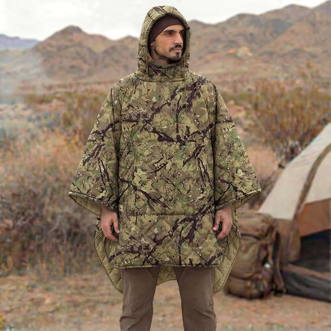 LOOGU Camo Blanket Waterproof Insulation Poncho Liner for Outdoor Camping Hiking Hunting Survival Backpacking Picnicking