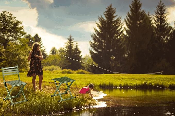 16 inch Folding Chair Fishing Chair Folding Camping Stool Green Alloy Steel Frame Suitable for Outdoor Activities Such as Camping and Fishing.