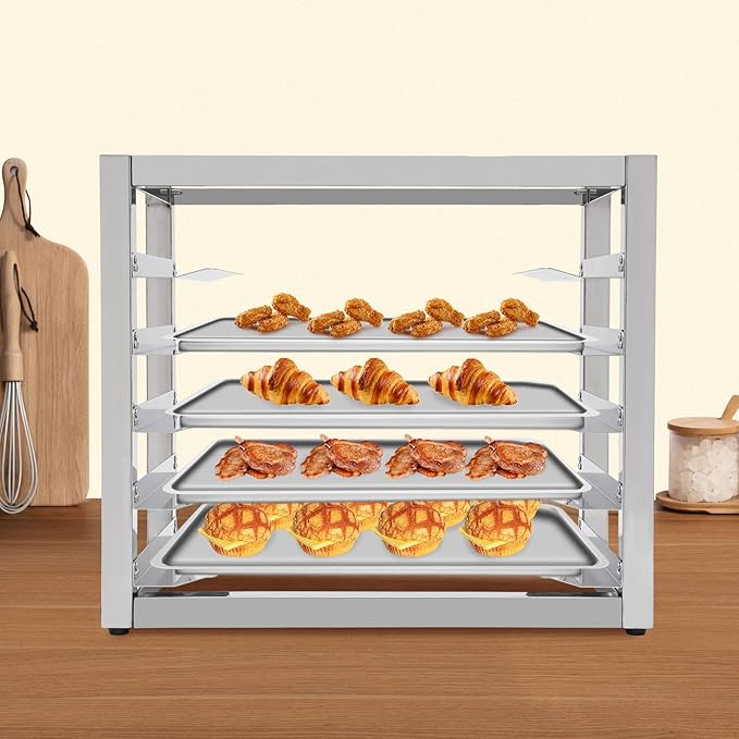 Bun Pan Rack 5 Tier Commercial Tabletop Baking Tray Rack Portable Storage Cooling Shelf Stainless Steel Bun Pan Racks Bread Baking Equipment for Bakery Kitchen Restaurant Cafeteria (5 Tier)