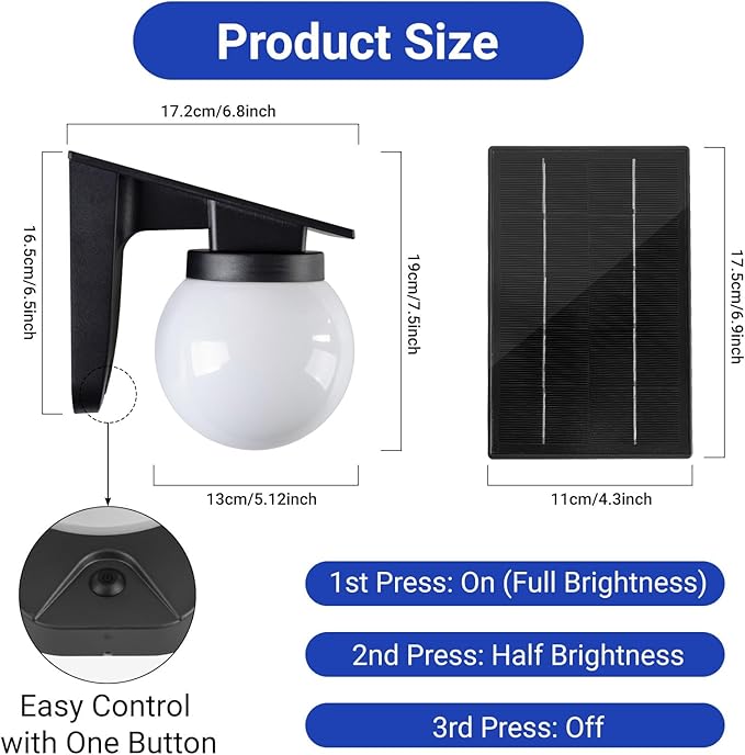 Solar Wall Lights Outdoor 2 Pack 3 Lighting Modes IP65 Waterproof Wireless Solar Powered LED Lights for Backyard Garden Fence Patio Front Door - Bright &amp Durable Outdoor Lighting