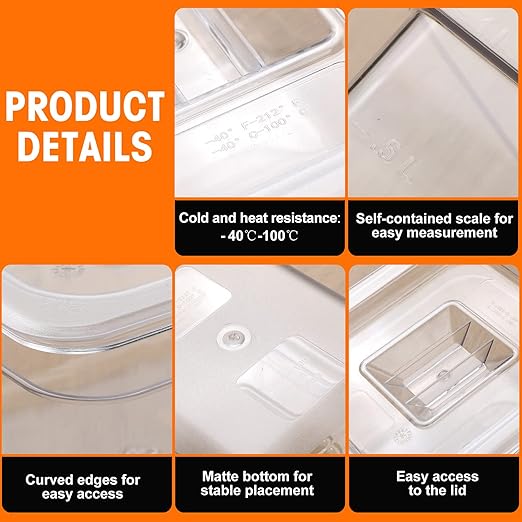 Sieral 10 Pcs 1/6 Size Food Containers with Lids - Clear Stackable Meal Prep Bins for Fridge OrganizationKitchen StorageBentoBaby FoodMicrowave Safe (4 Inch1.5 Quart)