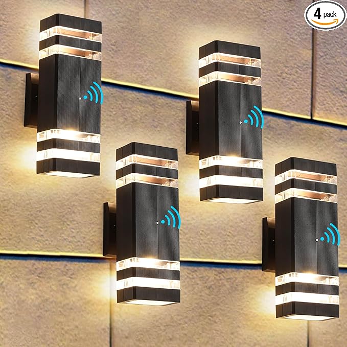4 Pack Dusk to Dawn Outdoor Wall Light 14W IP65 3000K 1100LM Warm White Outdoor Lighting Outdoor Sconce Wall Mount Square Modern Outside Wall Lights Patio Garage