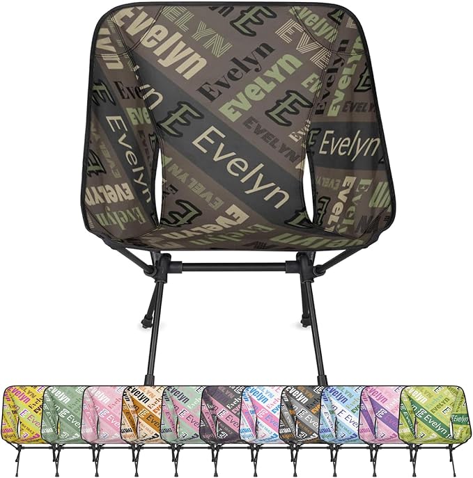 Custom Portable Camping Chair with Name Backpacking Chair Personalized Folding Chairs Compact Lightweight Outdoor Chairs for Hiking Camp Fishing