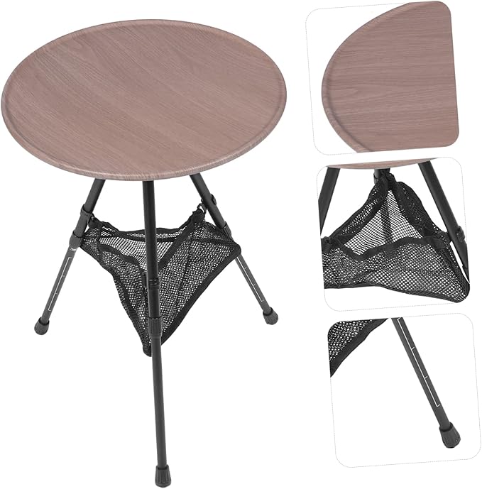 PRETYZOOM Portable Folding Round Table Adjustable Aluminum Camping Table Lightweight for Outdoor Use Beach Accessories Easy to Carry