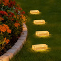 Wokyo Solar Brick Steps Lights Outdoor Cement Wall Lights 7.8x3.9 inch Rectangular Solar Brick Paver Lights for Garden Lawn Yard Pathway Driveway Walkway Decor 4 Packs (Rectangular-Warm White)