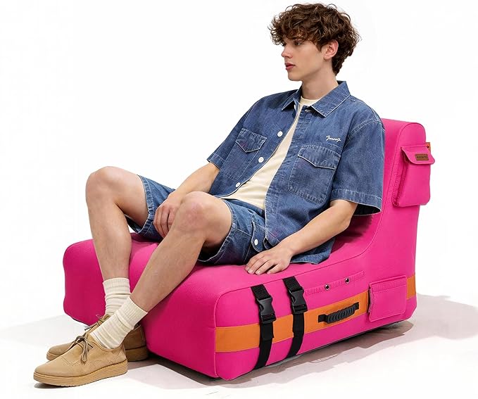Inflatable Couch Air Sofa: Portable Outdoor Inflatable Sofa with Built-in Electric Pump - Air Lounger for Camping Beach Festival Travel - Ideal for Dorm Rooms Small Apartments