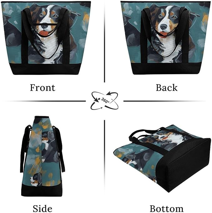 Insulated Shopping BagLarge Reusable Cooler Bags Dog Printed Foldable Shopping BagTravel Waterproof Shoulder Bag