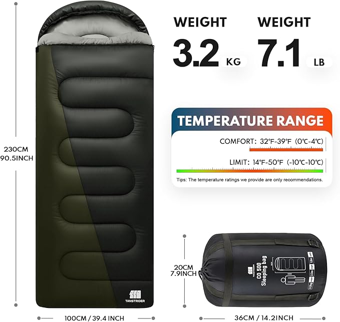 XXL Winter Sleeping Bags for Adults Cold WeatherCamping Sleeping Bag for Kids with Compression Sack4 Season Camping Essentials Gear for HikingTravelingOutdoorBackpackingClimbing