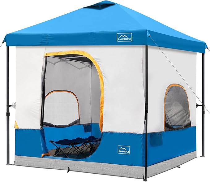 KAMPKEEPER 6 Person Camping Tent 10x10 Pop Up Canopy Tent with Camping Inner Tent Converts 10'x10' Straight Leg Canopy into Camping Tent–Fully Vented Roof(Canopy &amp Frame Included)