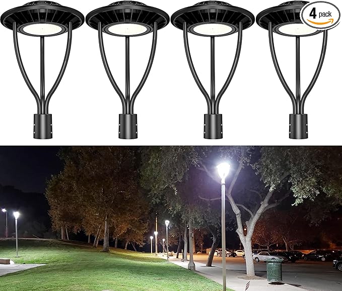 4 Pack LED Post Top Light ETL DLC Listed 150W 120W 90W Adjustable Outdoor Pole Lights with Photocell IP65 Waterproof Post LED Fixture 5000K for Garden Yard Street