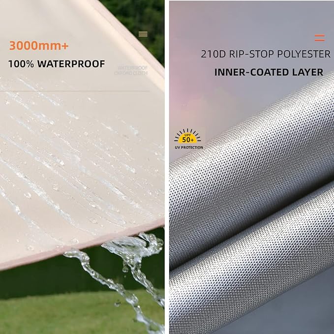 Puraville 10x10 ft Rectangle Lightweight Camping Tarps Portable Waterproof Hammock Rain Fly Tent Tarp for Camping Backpacking Grey