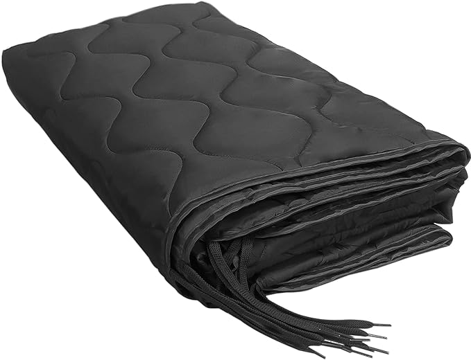 Woobie Blanket Thermal Insulated Military Poncho Liner Water-Resistant Portable Insulation for Hiking Survival with Compression Carry Bag (Black)