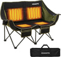 Heated Camping Chair Oversized Heated Double Camping Chair for Adults 2 People Heated Folding Outdoor Sports Chairs for Lawn Hunting and Picnic Supports 750 lbsBattery Not Included