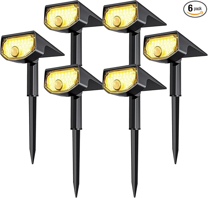 AloftSun Solar Motion Sensor Outdoor LightsWaterproof Motion Sensor Spot Lights- 30 LED/3 Modes Solar Powered SpotlightsLandscape Lighting for Yard and Garden Warm White6 Pack