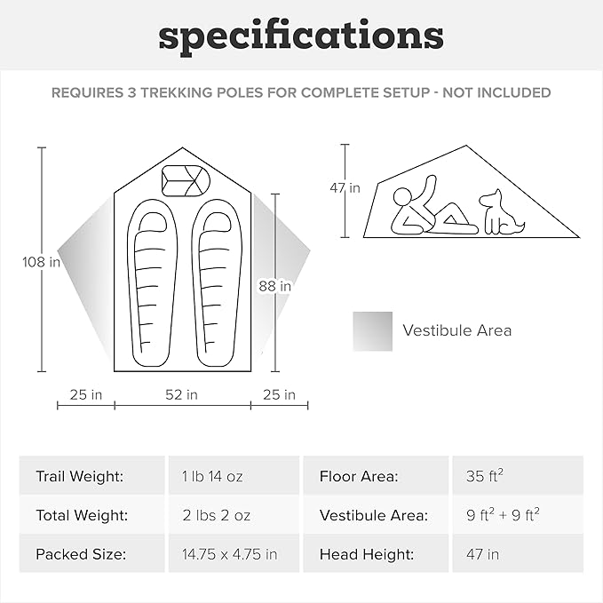 Big Agnes String Ridge VST - Trekking Pole Backpacking Tent for Camping 3 Season Premium Ultralight Waterproof