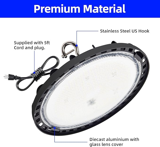 hykolity LED High Bay Light 150W 5000K 20250lm UFO LED High Bay Light Fixture [450W MH/HPS Equiv.] 100-277V IP65 Commercial Warehouse Area for Wet Location 4 Pack