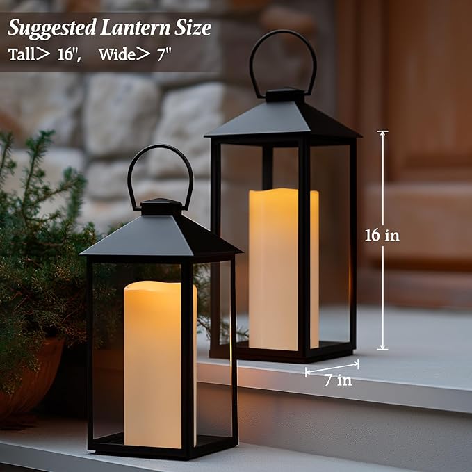 5 x 14 White Large Waterproof Outdoor Flameless Candles Battery Operated LED Flickering Pillar Candles with Remote and Timer for Indoor Outdoor Lanterns Long Lasting Set of 2
