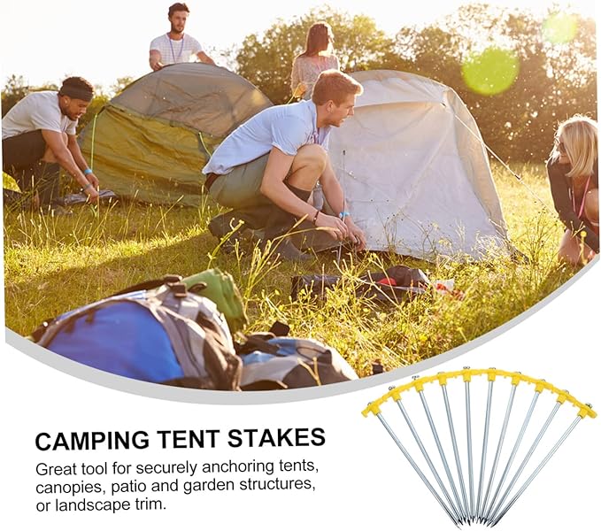 BESPORTBLE 10pcs Outdoor Camping Tent Stakes Heavy Duty Ground Pegs Lengthened Pull Tent Ground Nails for Garden Awnings Beach Canopy with Hook Design