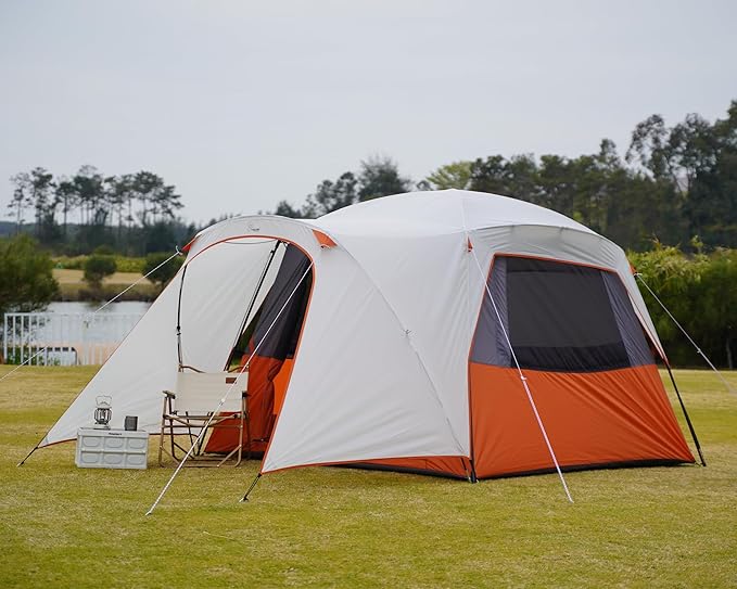 Vidalido 3-4 Person Tent with 1 Mesh Door and 2 Large Mesh Window Double Layer Waterproof Portable Family Cabin Tent 4 Person Tents for Outdoor Camping Hiking
