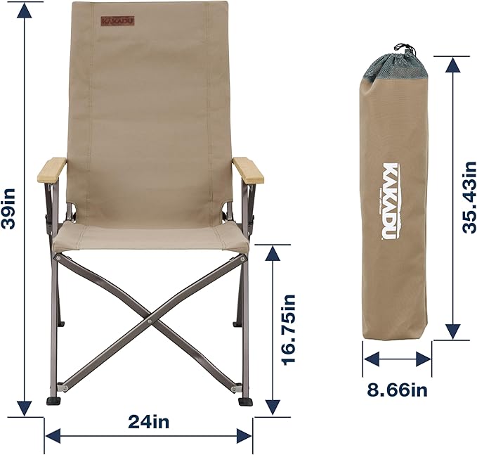 Kakadu Revived Recliner Adjustable Camping Chair w/ 4 Reclining Positions Recycled Heavy-Duty Canvas w/Rugged Aluminum Frame and Bamboo Armrests Foldable Chair Includes Carry Bag