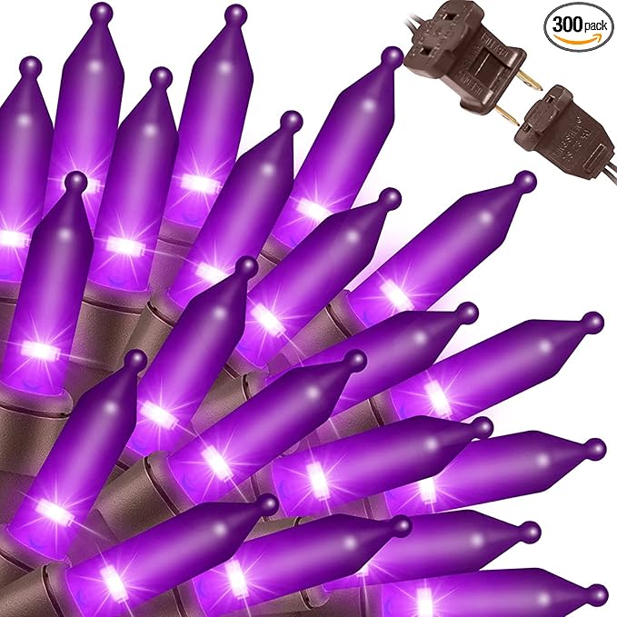 LAMPHOME Purple Christmas String Lights 300 Mini Fairy Lights 63.8ft(2pk of 150L) Set Brown Wire Halloween Holiday Décor for Home Christmas Tree Bedroom Patio Wedding