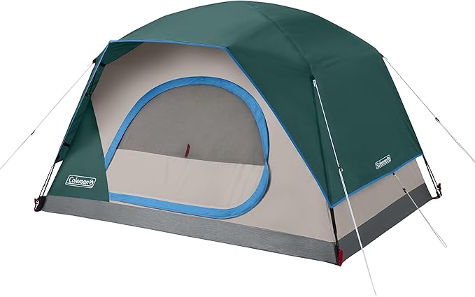 Coleman Skydome Tent with 5 Minute Setup 2/4/6/8-Person Weatherproof Tent with Rainfly &amp Carry Bag 20% More Headroom Than Traditional Canopies
