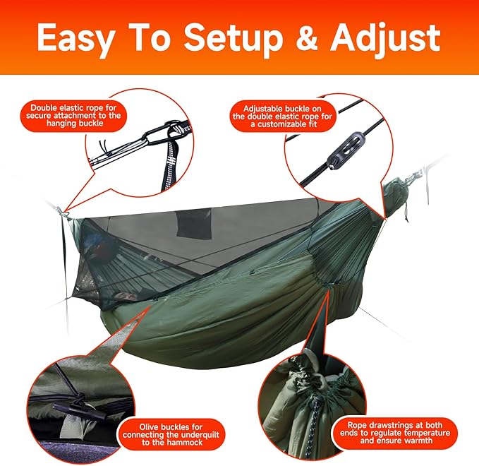 Hammock Underquilt for Camping Hammock Warm Insulation Ultralight 4 Season Under Quilt for Hammocks Portable for Hiking Backpacking