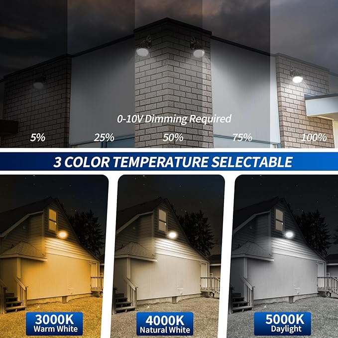 25W LED Bullet Flood Light3375 Lumens 3CCT Switch &amp Knuckle Mount 120-277V Dimmable Commercial Outdoor IP65 LED Landscape 40° Beam Angle 25W/20W/13W Changeable with photocell UL&ampcUL Listed