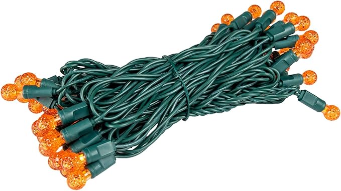 Novelty Lights 25FT 50 LED G12 Christmas String Lights Tree Lights Indoor Outdoor Commercial Grade LED Mini Light Set with 40000 Hours Rating Christmas Lights Christmas Tree Lights Orange