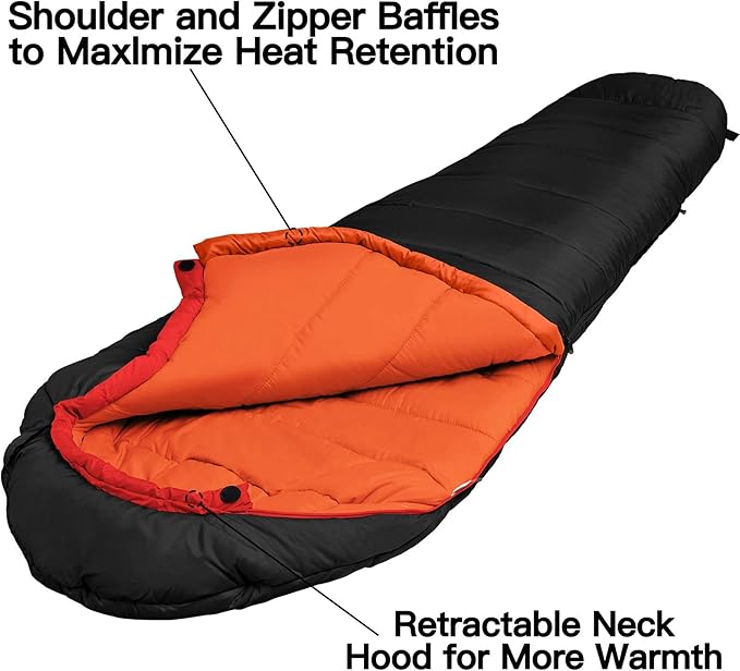 Bessport Mummy Sleeping Bag and Bessport Camping Tent for 3 Person Lightweight Backpacking Tent Waterproof Windproof Two Doors Easy Setup Double Layer Outdoor Tents for 3 to 4 Seasons Suitable for O