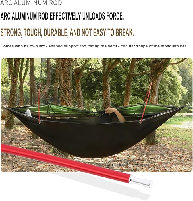 3-in-1 Camping Hammock Tent with Rain Fly Quick-Zip Door &amp Curved Poles – Lightweight Shelter with Mosquito Net
