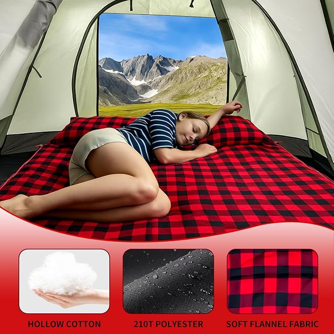 ShinHye Double Sleeping Bag for Adults with 2 Pillows Camping Sleeping Bags Flannel Cotton 2 Person Sleeping Bags XXL Queen Size Sleeping Bag for Cold Weather