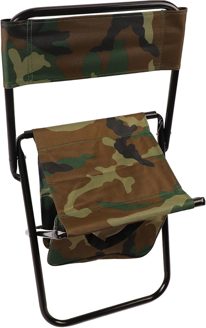 EVTSCAN Camping Chair Steel Pipe Oxford Cloth Portable Folding Chair Stool with Bag for Fishing Picnic Beach Camouflage