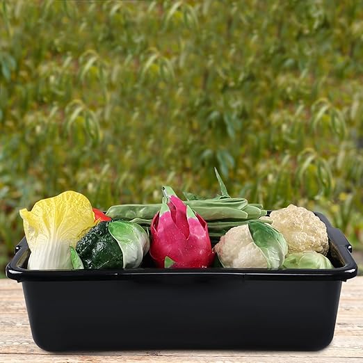 4 Pack 22 L Commercial Bus Tub Box Black Plastic Rectangle Dish Tub Basin R