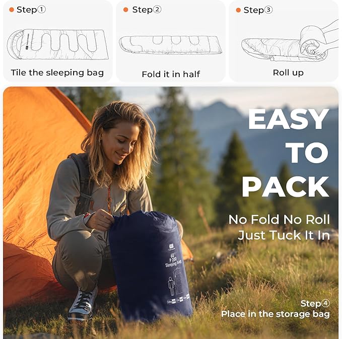 Sleeping Bags for Adults Warm WeatherBackpacking Compact Lightweight Camping Sleeping Bag with Compression Sack for KidsCamping Essentials Gear for HikingTravelClimbOutdoor Indoor
