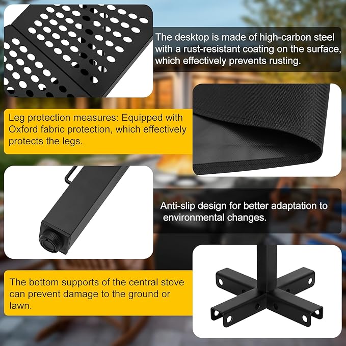 48 Inch Fire Pit Bonfire Surround for Solo St ove Yukon Circular Safety Protection Equipped with a Safety Support Frame to Prevent Direct Contact with The Ground