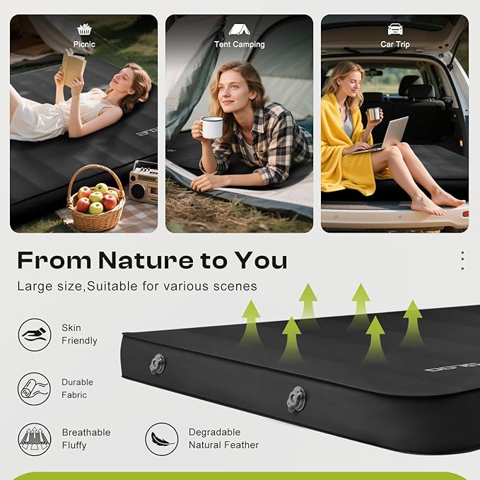 Self-Inflating Sleeping Pad with Portable Electric Air Pump 4in Thick Memory Foam Camping Mattress for Tent Cot &amp Car Travel Fast Inflate &amp Deflate Camping Pad