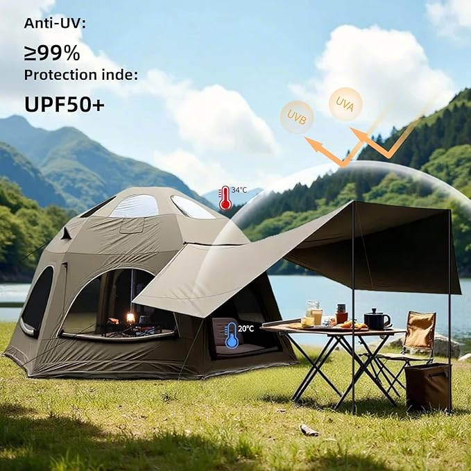 Inflatable Tents for Camping Large Inflatable Camping Tent with Hand Pump Easy Setup Tents for 4-6 People Portable Glamping Tent