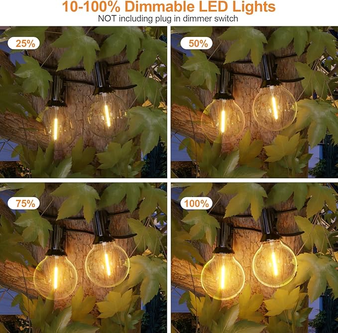 GPATIO 150FT Outdoor String Lights Waterproof Patio Lights with 77 Dimmable Hanging Light Globe G40 Bulbs 2700k Shatterproof Connectable for Backyard Gazebo Porch Outside Decor