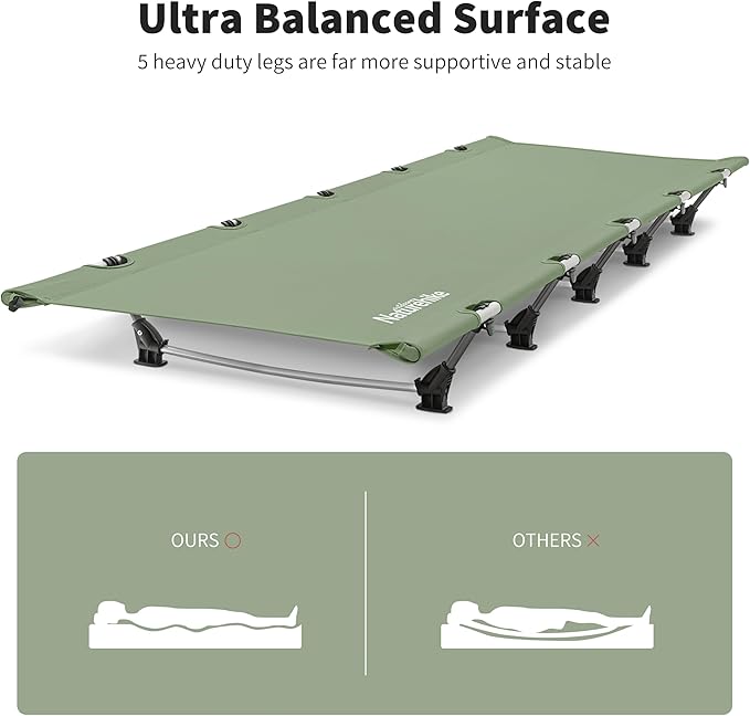 Naturehike GreenWild Camping Cot Ultralight Folding Backpacking Cot 60-Second Easy Set-Up Supports 330lbs Portable Camping Bed for Adults for Camping Hiking Travel Home