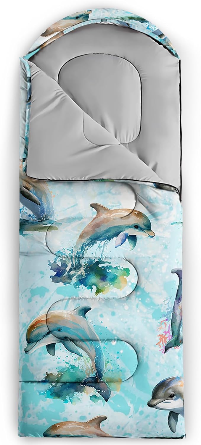 QOOMO Axolotl Cute Camping Sleeping Bags3 Season Warm &amp Cool WeatherLightweightWaterproof Sleeping Bags for Adults &amp KidsTravelingand Outdoors