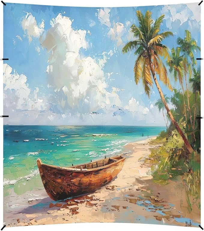 Boat on The Shore Beach Tent Sun Shelter 9.2' x 10.5' Beach Canopy with 4 Sandbags 4 Stability Poles Sand Shovels - Tent Canopy for Beach Camping Fishing Picnics
