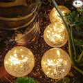 TOMEX 4 Pack Solar Garden Lights Cracked Glass Ball Waterproof Warm White LED for Outdoor Decor Decorations Pathway Patio Yard Lawn 4 Pack (4.7)
