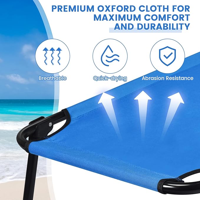Goplus Folding Camping Cot Heavy Duty Collapsible Foldable Camping Bed for Adults Kids with Non-Slip Foot Pad Indoor Outdoor Portable Sleeping Cot for Hiking Camping Fishing (Blue)
