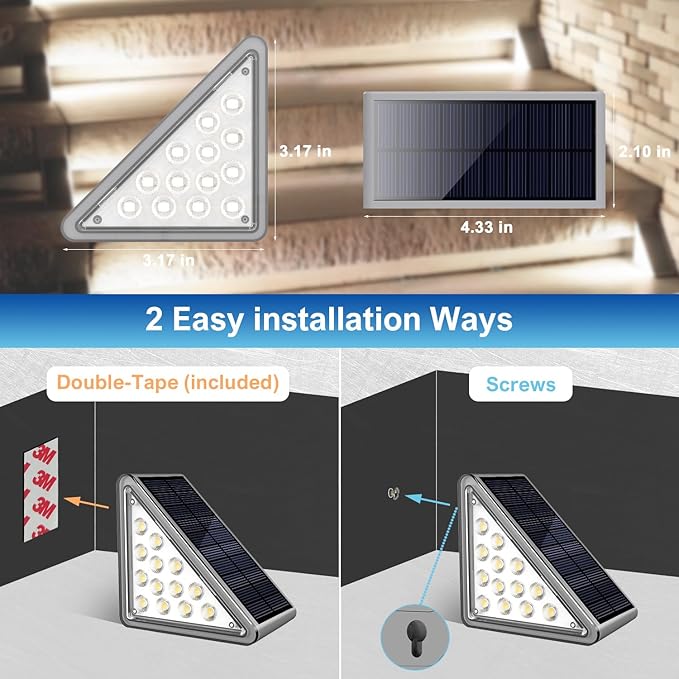 Grey Solar Step Light Outdoor Stair Lights Deck Lights Outdoor Powered IP65 Waterproof 6500K Cool White Solar Outdoor Step Light Decor for Stair Deck StepPorch and Outside Patio8 Pack