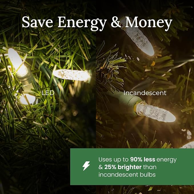 Pro Christmas M5 LED Holiday Lights - 70 Bulbs 23.3ft - Professional Grade Indoor Outdoor Diamond Cut Sparkle Light Strings for Home Decorations and Christmas Trees - Pink