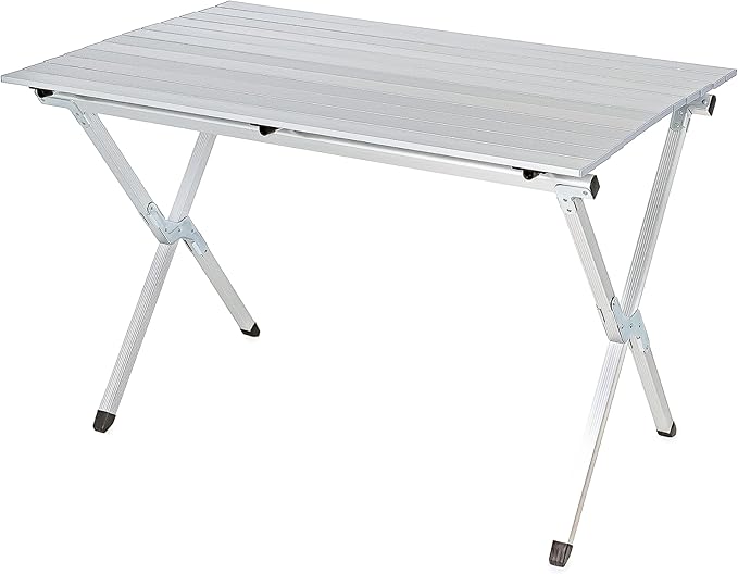 Camco Aluminum Roll-Up Table with Carrying Bag | Lightweight &amp Easy-to-Carry | Comfortably Sits 4-6 People | Ideal for Tailgating Camping The Beach Parties &amp More (51892)