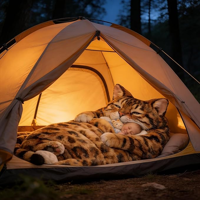 Cat Sleeping Bag for Human Fluffy Cat Sleeping Bag for Adults 68.9in Soft Warm Fluffy Wearable Blanket Washable Cute Animal Slumber Bag for Camping Sleepovers &amp Home Lounging