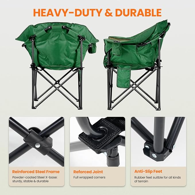 NAIZEA Heated Massage Camping ChairsHeated Outdoor Chair w/3 Heating Mode Oversized Heated Chair for Adults Heavy Duty Folding Camping Chairs for CampFishing Sports EventsNOT Included Battery